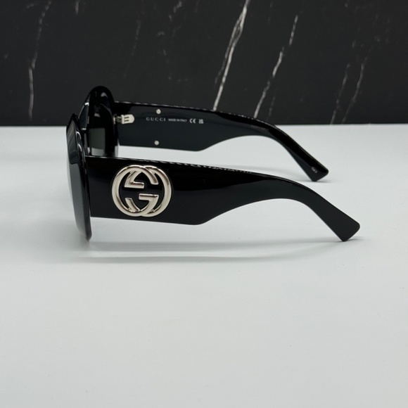 NEW GUCCI GG1647S 007 WOMEN SUNGLASSES GUCCI GG 1647S 007 ROUND BLACK EYEWEAR - Picture 8 of 14
